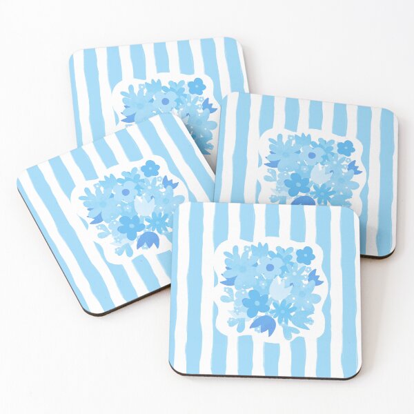 Item preview, Blue flower bouquet and stripes designed and sold by DaisyLemon.