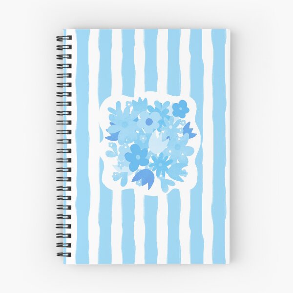 Aperçu de l'œuvre Bouquet de fleurs bleues et rayures créée et vendue par DaisyLemon.