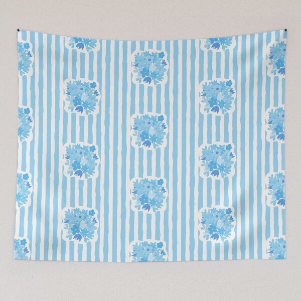 Item preview, Blue flower bouquet and stripes designed and sold by DaisyLemon.