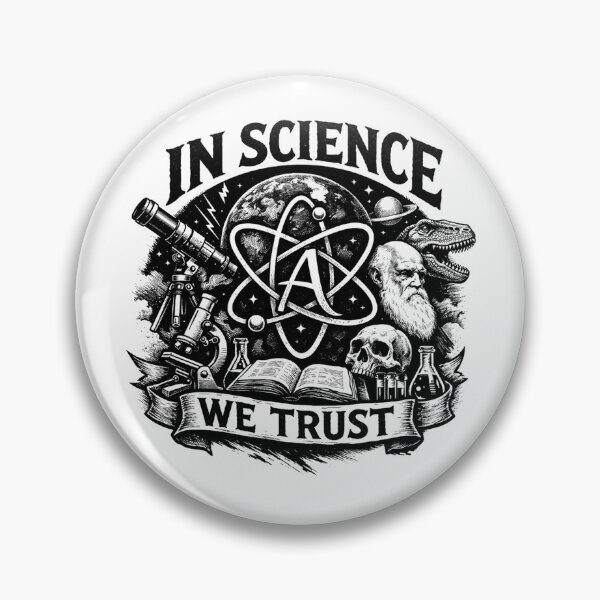 Item preview, In Science We Trust Charles Darwin and Dinosaur Science Crest designed and sold by Owcomm.