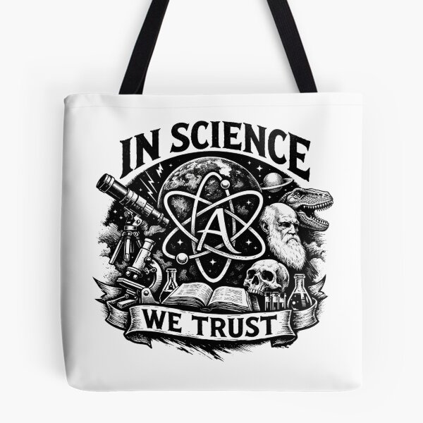 Item preview, In Science We Trust Charles Darwin and Dinosaur Science Crest designed and sold by Owcomm.