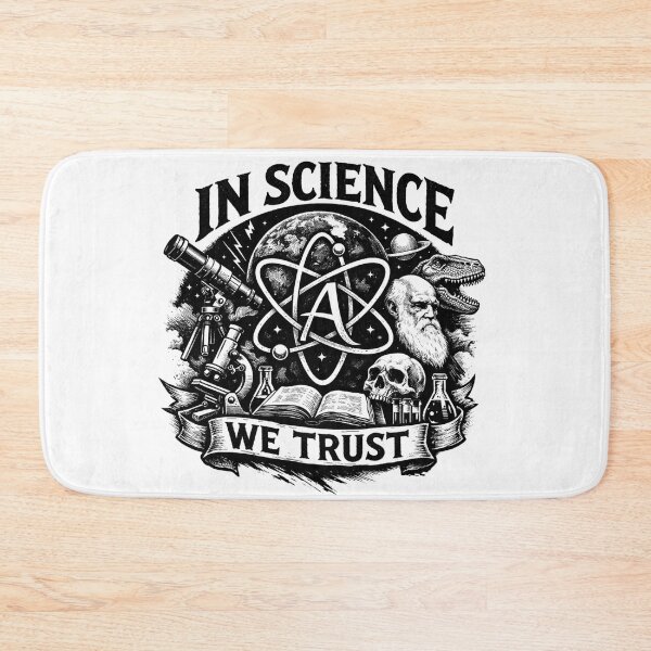 Item preview, In Science We Trust Charles Darwin and Dinosaur Science Crest designed and sold by Owcomm.