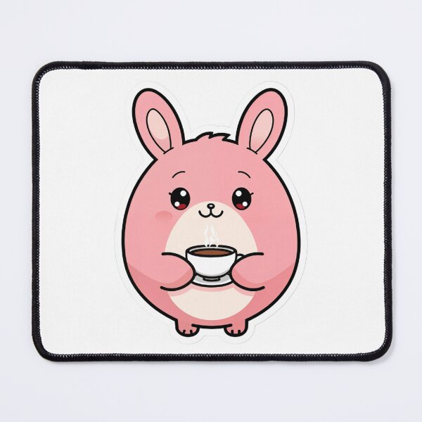 Item preview, Fluffy Pink Bunny Holding Coffee Sticker — Trending Kawaii Decal for Laptop and Tumbler designed and sold by Stick_It_With_Love.