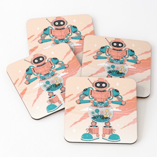 Item preview, Retro Robot Gardener | Cute Vintage Robot Planting Neon Flowers | 80s Sci-Fi Aesthetic Sticker designed and sold by inkfusionhub99.