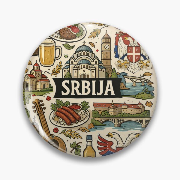 Item preview, Srbija — Icons of Serbia | Vintage Travel Poster Art designed and sold by FlatlineArtCo.