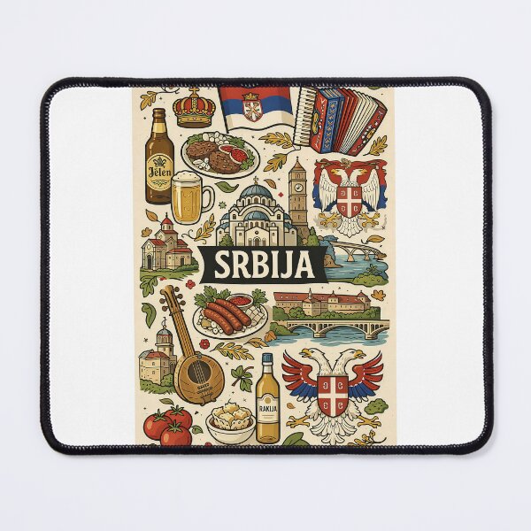 Item preview, Srbija — Icons of Serbia | Vintage Travel Poster Art designed and sold by FlatlineArtCo.