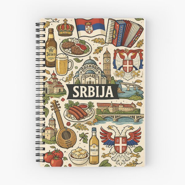 Item preview, Srbija — Icons of Serbia | Vintage Travel Poster Art designed and sold by FlatlineArtCo.