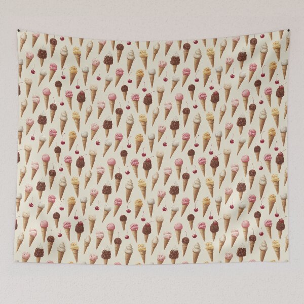 Item preview, Sweet Ice Cream Cone Pattern Summer Dessert designed and sold by NicolasGlowArt.