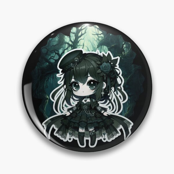 Item preview, Gothic Chibi Girl in Enchanted Forest – Dark Kawaii Lolita designed and sold by Szpaku desart .