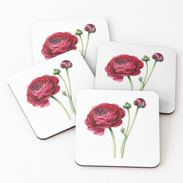 Item preview, Red Ranunculus Watercolor Floral Illustration designed and sold by Rutvain.