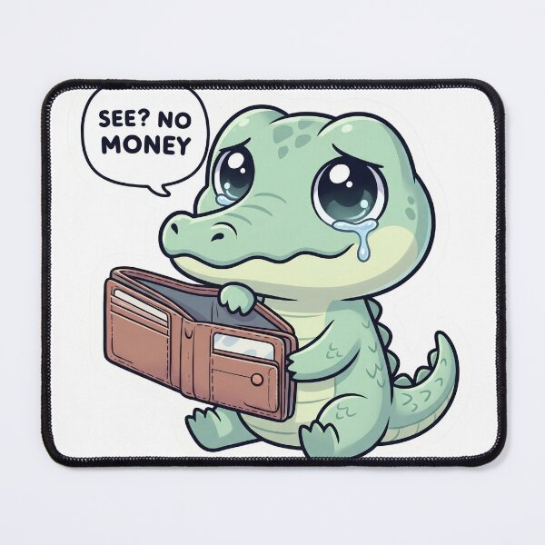 Item preview, See No Money Funny Crocodile Design– Broke Meme Cute Kawaii Design designed and sold by ColorFlick.