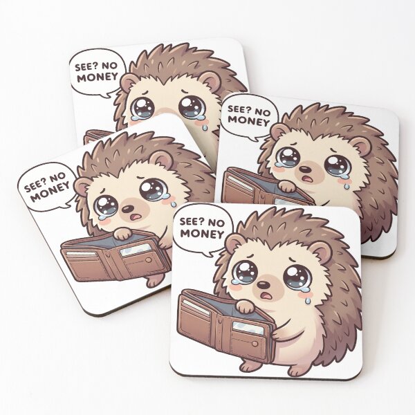 Item preview, See No Money Funny Hedgehog Design– Broke Meme Cute Kawaii Design designed and sold by ColorFlick.