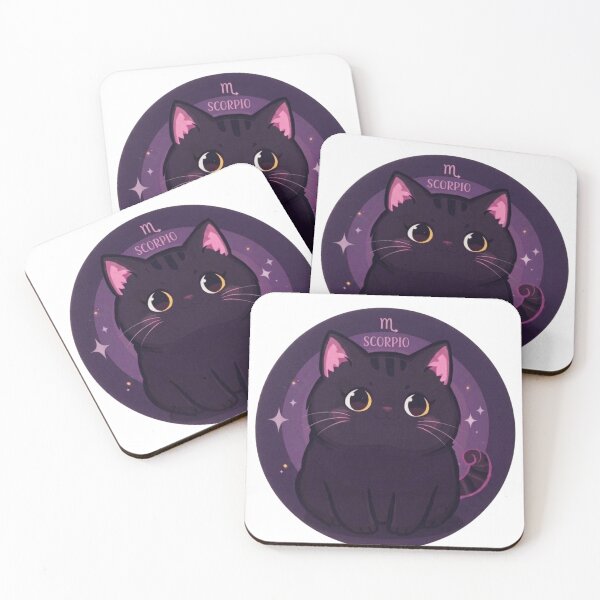 Item preview, Scorpio Cat Sticker – Cute Zodiac Cat Dark Aesthetic Kawaii designed and sold by GozdeSoftChaos.