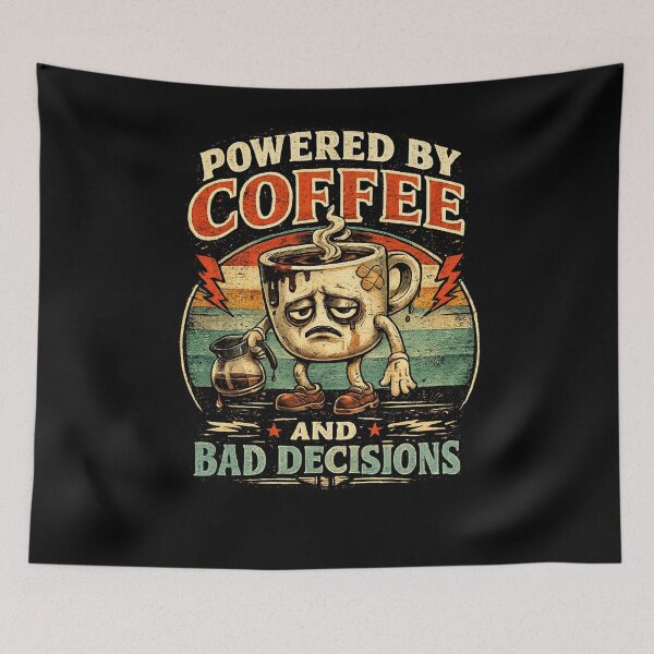 Item preview, Powered By Coffee And Bad Decisions Funny Shirt – Vintage Coffee Lover Tee designed and sold by NAJURE.