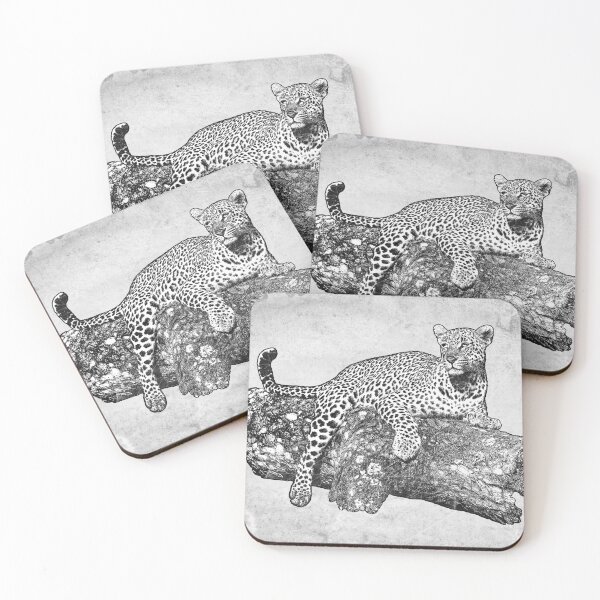 Item preview, African Leopard: Etched Big Cat Illustration Nature Wildlife designed and sold by Ghoul Enterprises.