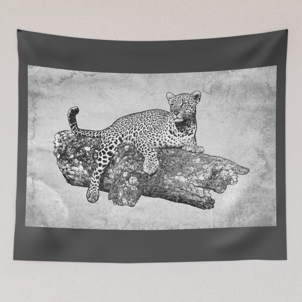 Item preview, African Leopard: Etched Big Cat Illustration Nature Wildlife designed and sold by Ghoul Enterprises.