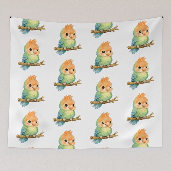 Item preview, Watercolor Baby Parrot Bird Sitting on the Branch  designed and sold by silviaol.