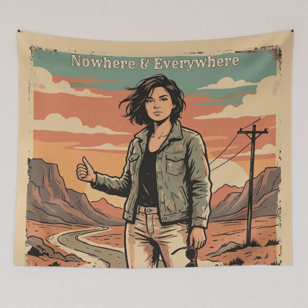 Item preview, Nowhere & Everywhere Vintage Road Trip Aesthetic Travel Illustration designed and sold by AmazingEG.