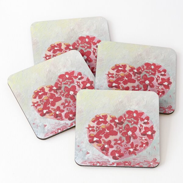 Item preview, RED FLORAL HEART | Abstract Flower Heart Aesthetic | Romantic Art Design designed and sold by BlueberrySwan.