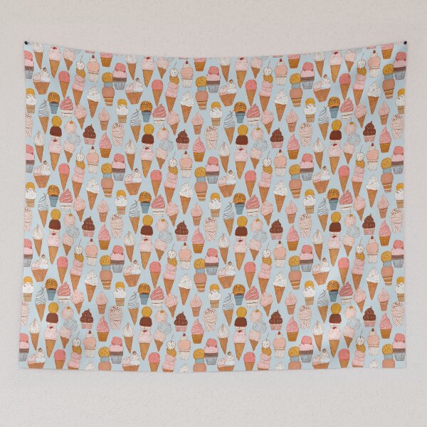 Item preview, Vintage Ice Cream Cones Dessert Pattern designed and sold by NicolasGlowArt.