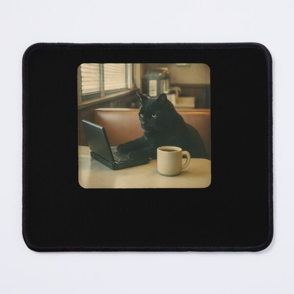 Item preview, Black Cat Laptop Café designed and sold by SiarheiYur.