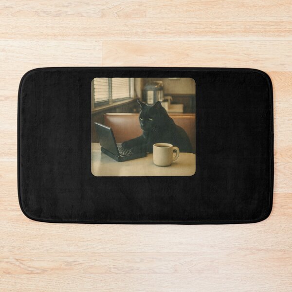 Item preview, Black Cat Laptop Café designed and sold by SiarheiYur.