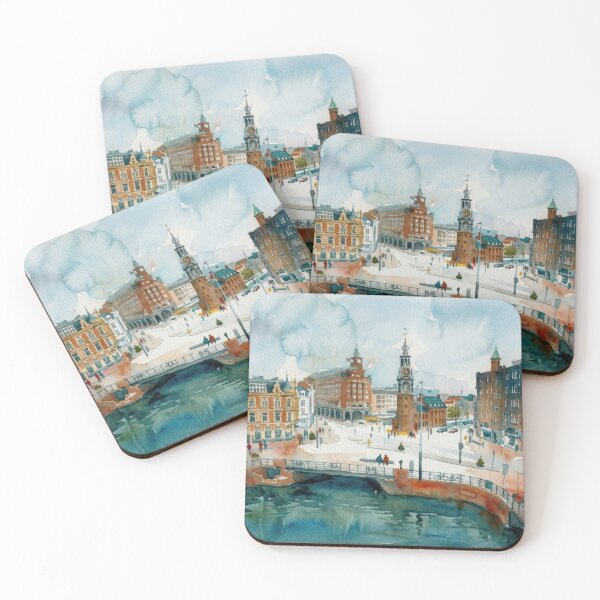 Item preview, Amsterdam Aerial Canal Houses Watercolor designed and sold by caracatita75.