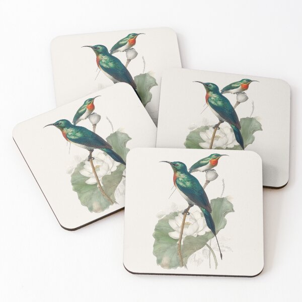 Item preview, Two Sunbirds on Lotus Chinoiserie  designed and sold by BestVarieties.