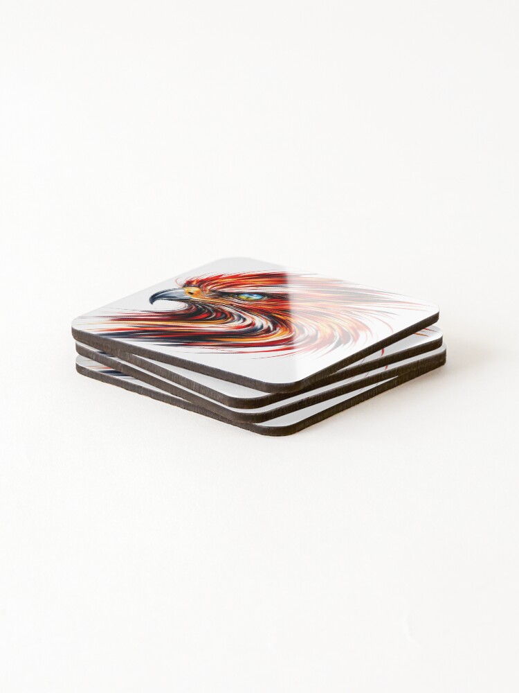 Thumbnail 4 of 5, Coasters (Set of 4), Abstract Red Hawk designed and sold by DiscLula.