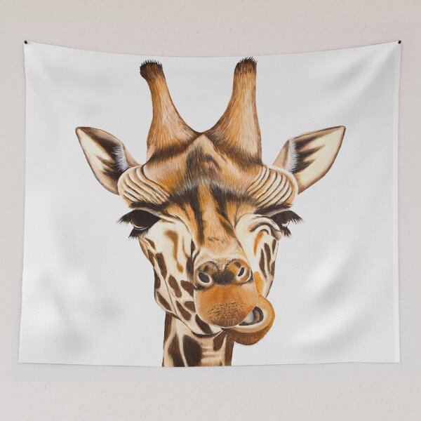 Item preview, Giraffe painting on white background designed and sold by Anne-Marie Bloor.