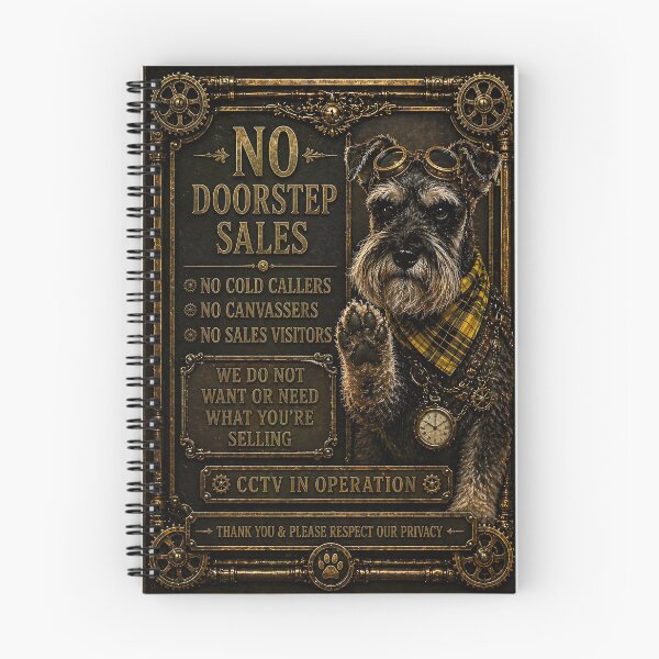 Item preview, Steampunk Schnauzer No Doorstep Sales Sign | Funny Victorian Dog Door Sign | No Cold Callers | CCTV Notice designed and sold by SteampunkJim.