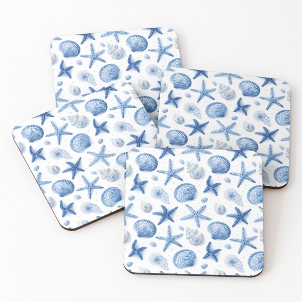 Item preview, Blue Sea Shell Pattern | Nautical Starfish Coastal Decor | Ocean Shells Summer Navy Blue | Beach House Aesthetic Shells | Coastal Grandmother Sea Life | Minimalist Beach Life Pattern designed and sold by VivaFy.