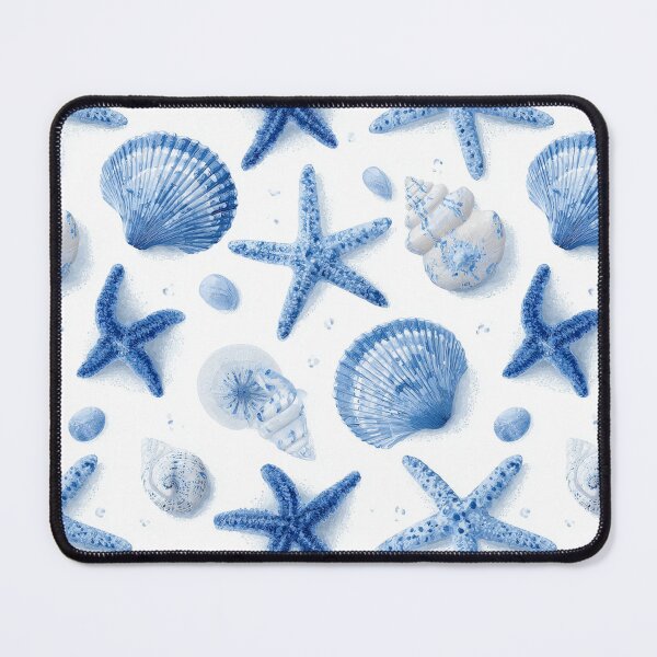 Item preview, Blue Sea Shell Pattern | Nautical Starfish Coastal Decor | Ocean Shells Summer Navy Blue | Beach House Aesthetic Shells | Coastal Grandmother Sea Life | Minimalist Beach Life Pattern designed and sold by VivaFy.