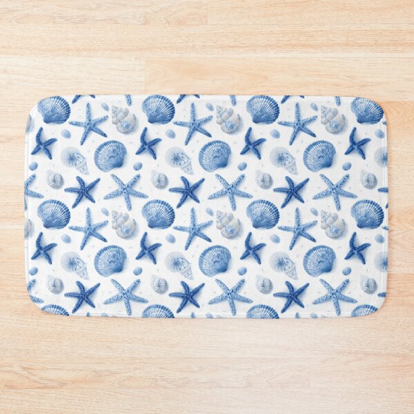 Item preview, Blue Sea Shell Pattern | Nautical Starfish Coastal Decor | Ocean Shells Summer Navy Blue | Beach House Aesthetic Shells | Coastal Grandmother Sea Life | Minimalist Beach Life Pattern designed and sold by VivaFy.