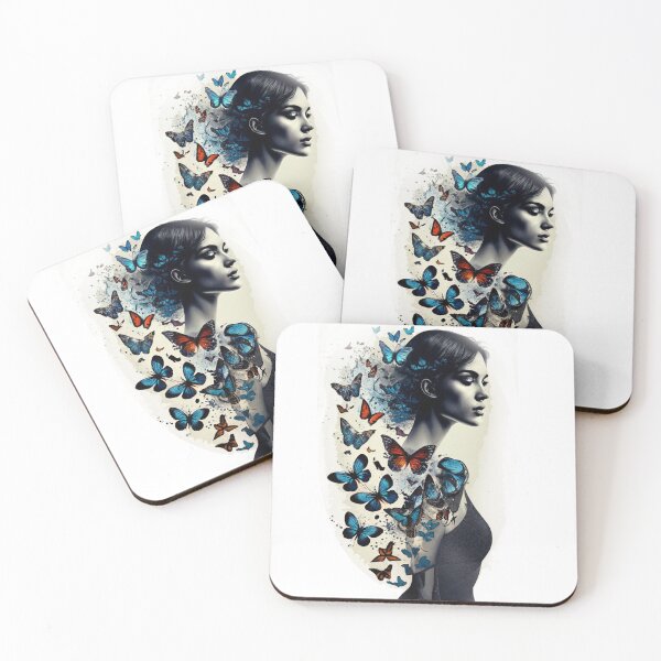 Item preview, Butterfly Woman Portrait Multiple Exposure Art Print designed and sold by Cool-cat-art.