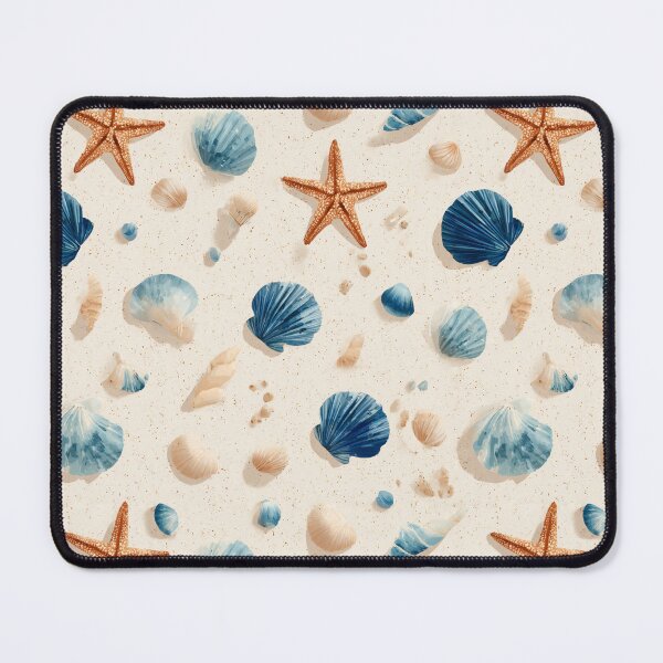 Item preview, Vintage Coastal Starfish Pattern | Sandy Beach Seashells Illustration | Nautical Navy and Gold Shells | Mediterranean Seaside Aesthetic | Warm Sand Starfish Decor | Retro Coastal Shell Pattern designed and sold by VivaFy.