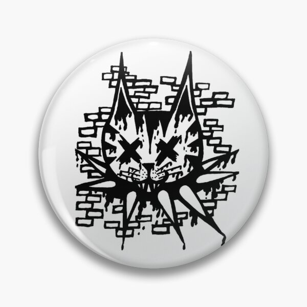Item preview, Greyscale Spray Paint Graffiti Style Punk Cat On Brick Wall designed and sold by KayTurtless.