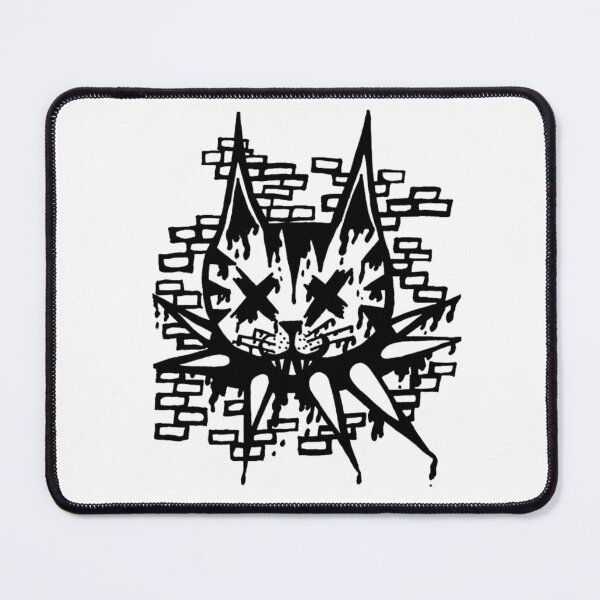 Item preview, Greyscale Spray Paint Graffiti Style Punk Cat On Brick Wall designed and sold by KayTurtless.