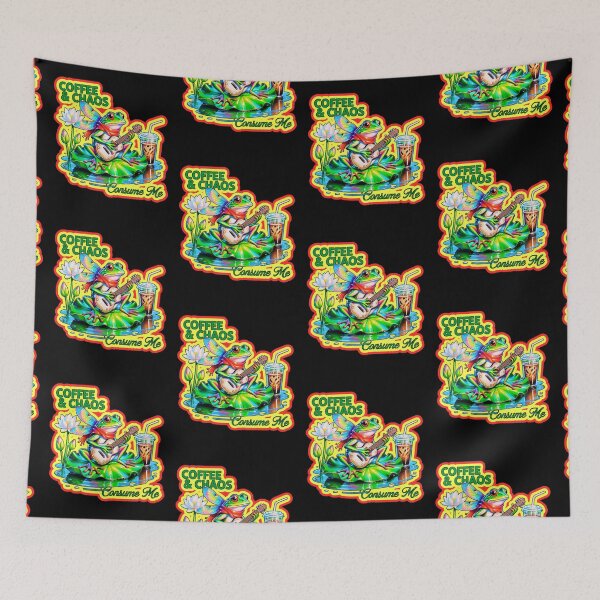Item preview, Coffee And Chaos Consume Me Frog designed and sold by WoodburyLake.