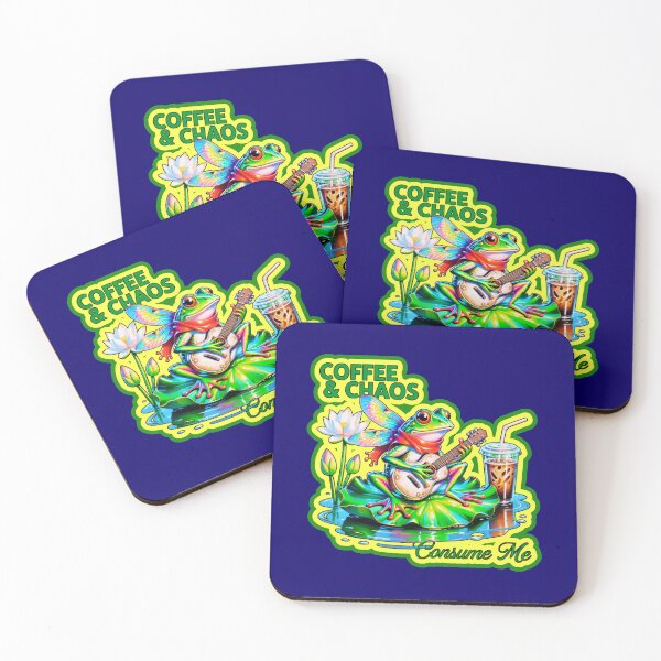 Item preview, Coffee And Chaos Consume Me Frog designed and sold by WoodburyLake.