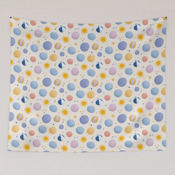 Item preview, Retro Summer Beach Ball Pattern | Pastel Sun and Sand Aesthetic | Groovy Summer Sun Pattern | Cute Beach Day Illustration | Sunny Vacation Vibes Pattern | Happy Summer Days Illustration designed and sold by VivaFy.
