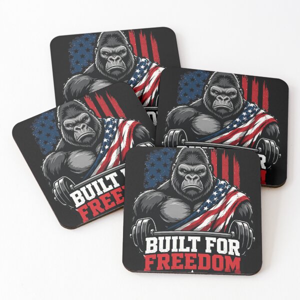 Item preview, Built For Freedom Gorilla Gym, Patriotic Workout Design, American Flag Fitness, Strong Gorilla, Alpha Motivation designed and sold by VibeOffline Studio.
