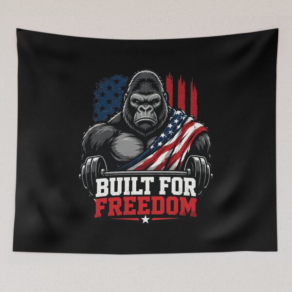 Item preview, Built For Freedom Gorilla Gym, Patriotic Workout Design, American Flag Fitness, Strong Gorilla, Alpha Motivation designed and sold by VibeOffline Studio.