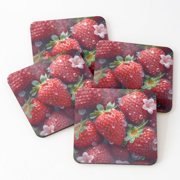 Item preview, fresh strawberries with flowers designed and sold by TanyaLovus.