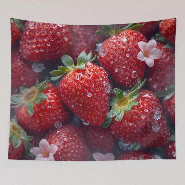 Item preview, fresh strawberries with flowers designed and sold by TanyaLovus.