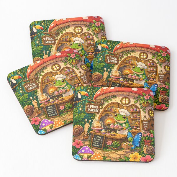 Item preview, Cute Frog Bakery Mushroom House Cartoon Fantasy Rainforest Cottagecore Kawaii Animal T-Shirt Sticker designed and sold by Digital Culture Studio.