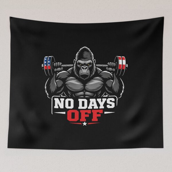 Item preview, No Days Off Gorilla Gym, Patriotic Workout Design, American Flag Fitness, Bodybuilding Motivation, Strong Gorilla designed and sold by VibeOffline Studio.