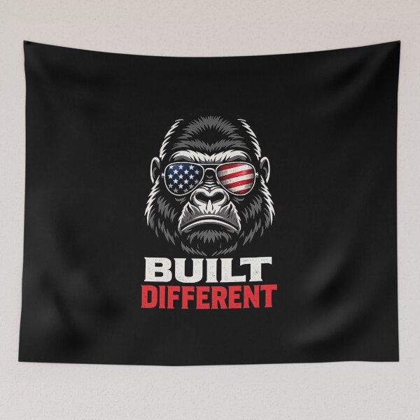 Item preview, Built Different Gorilla Gym, Patriotic Fitness Design, American Flag Sunglasses, Bodybuilding Motivation, Alpha Mindset designed and sold by VibeOffline Studio.