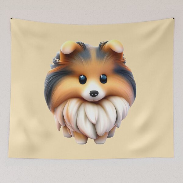 Item preview, Cute Sheltie Dog Illustration – Fluffy Herding Breed Art designed and sold by The Digital Compass.