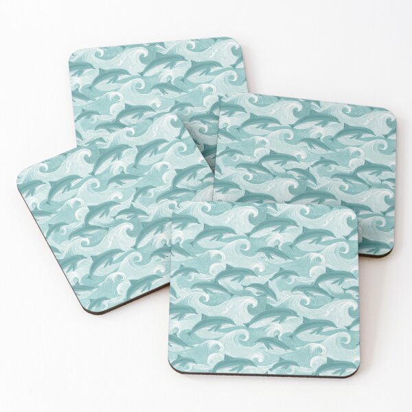 Item preview, Vintage Dolphin Wave Pattern | Teal Ocean Surf Illustration | Coastal Teal Marine Life | Leaping Dolphins Sea Pattern | Mid-Century Modern Coastal Art | Surf Culture Wave Aesthetic designed and sold by VivaFy.